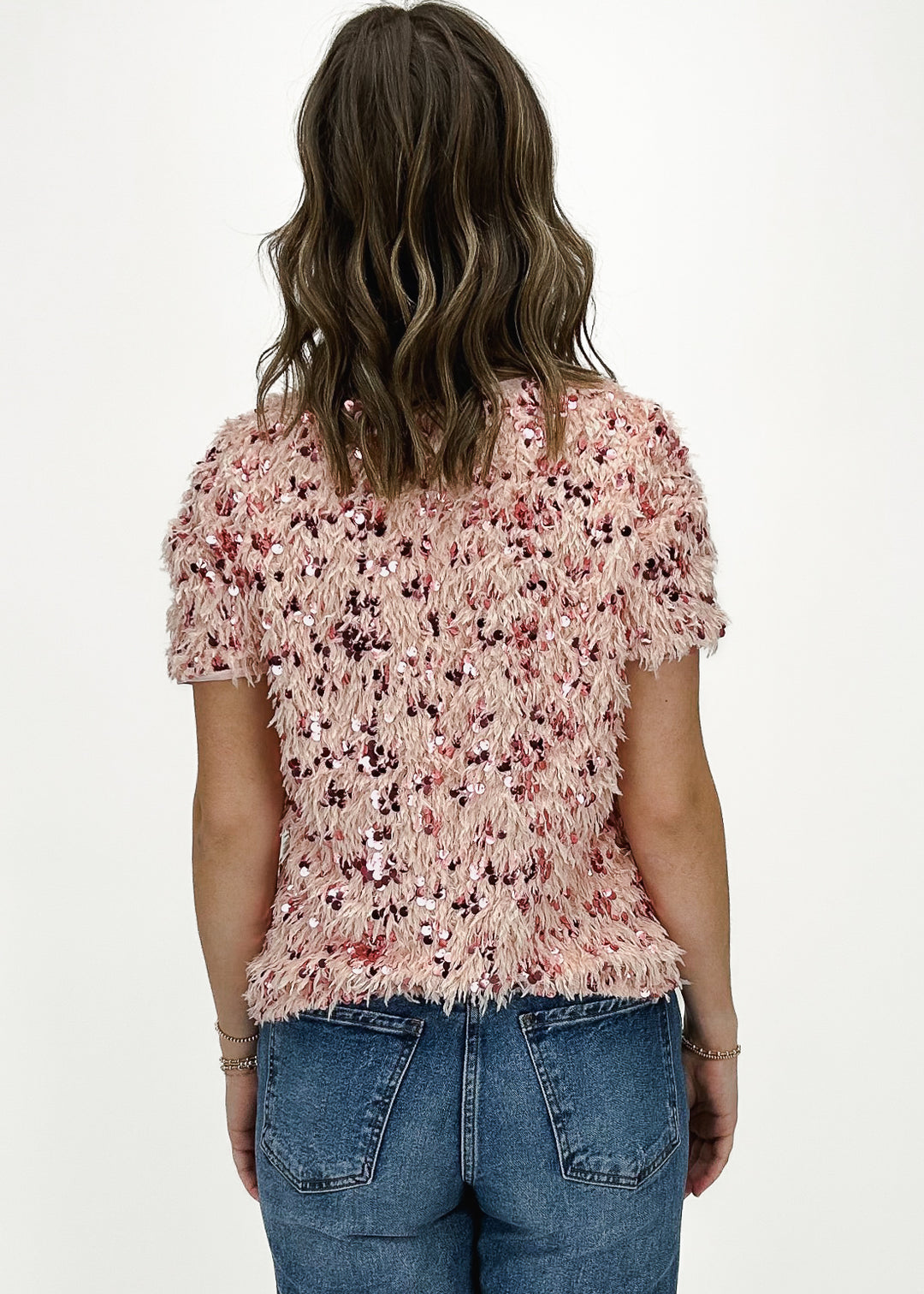 Ivy Jane Dahlia Fuzzy Sparkle Tee - Rose