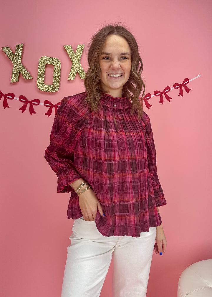 Ivy Jane Puckered Plaid Top