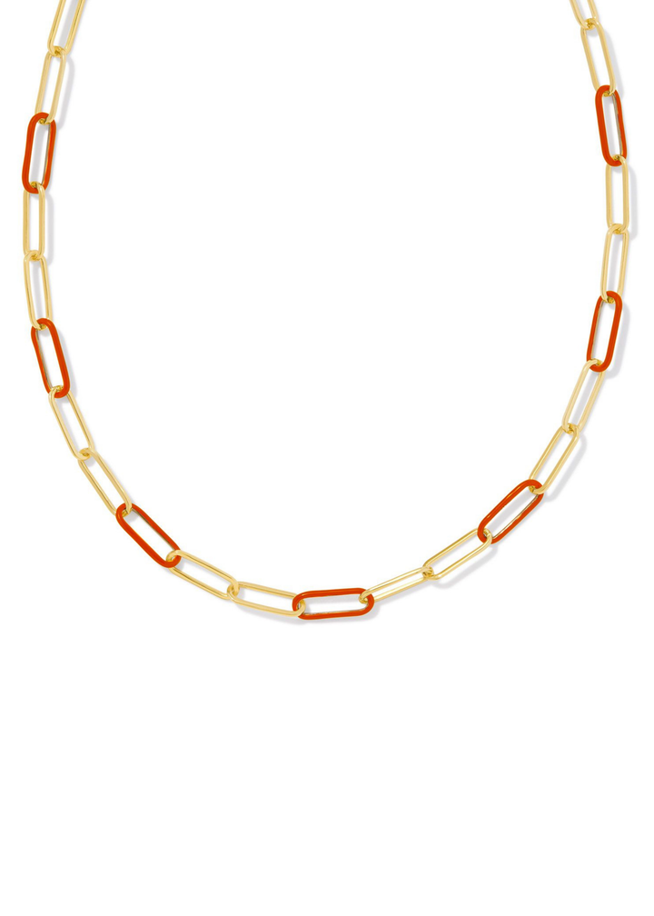 *BOUTIQUE EXCLUSIVE* Kendra Scott Ainsley Convertible Chain Necklace - Gold/Orange Enamel