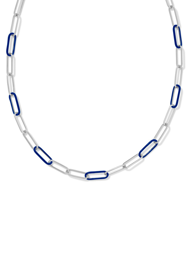 *BOUTIQUE EXCLUSIVE* Kendra Scott Ainsley Convertible Chain Necklace - Rhodium/Navy Enamel