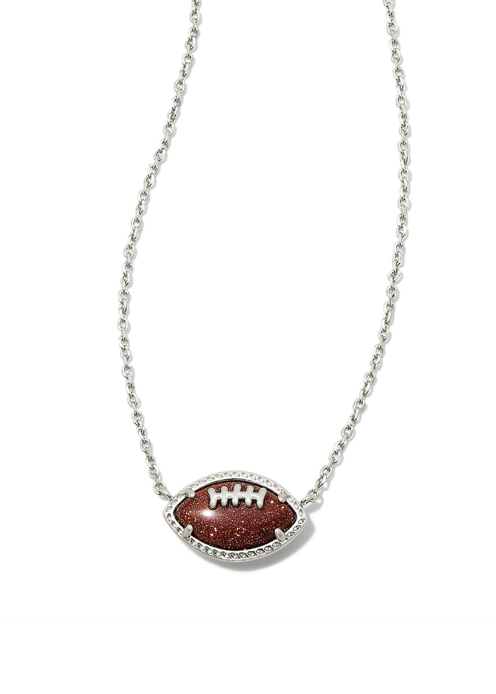 Kendra Scott Football Short Pendant Necklace - Rhodium/Orange Goldstone