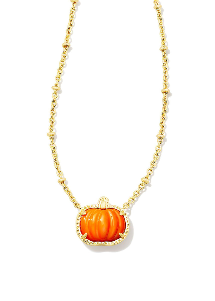 Kendra Scott Pumpkin Short Pendant Necklace - Gold/Orange Mother of Pearl