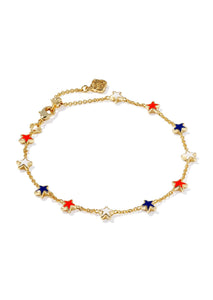 Kendra Scott Sierra Star Delicate Chain Bracelet - Gold/Red White Blue Mix