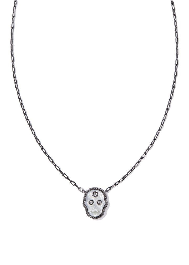 Kendra Scott Skeleton Short Pendant Necklace - Gunmetal/Ivory Mother of Pearl