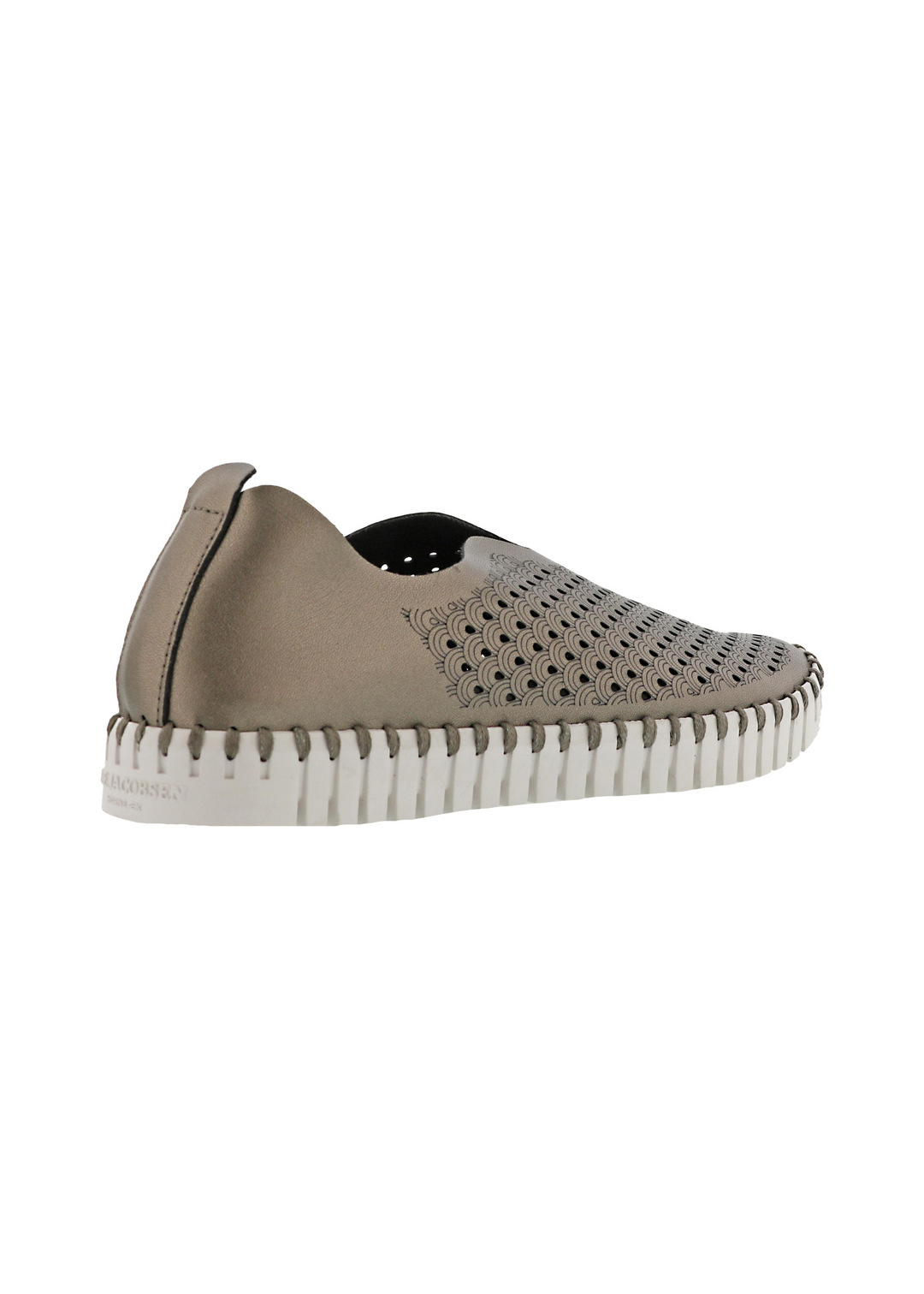 Ilse Jacobsen Tulip Perforated Slip-On Flats in Gun Metal