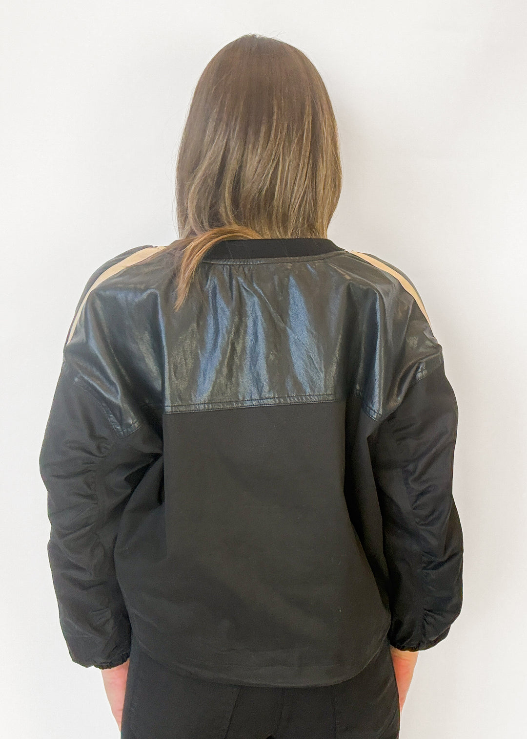 Jillian Stripe Leather Jacket