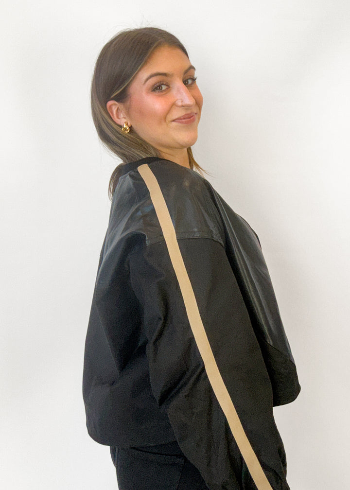 Jillian Stripe Leather Jacket