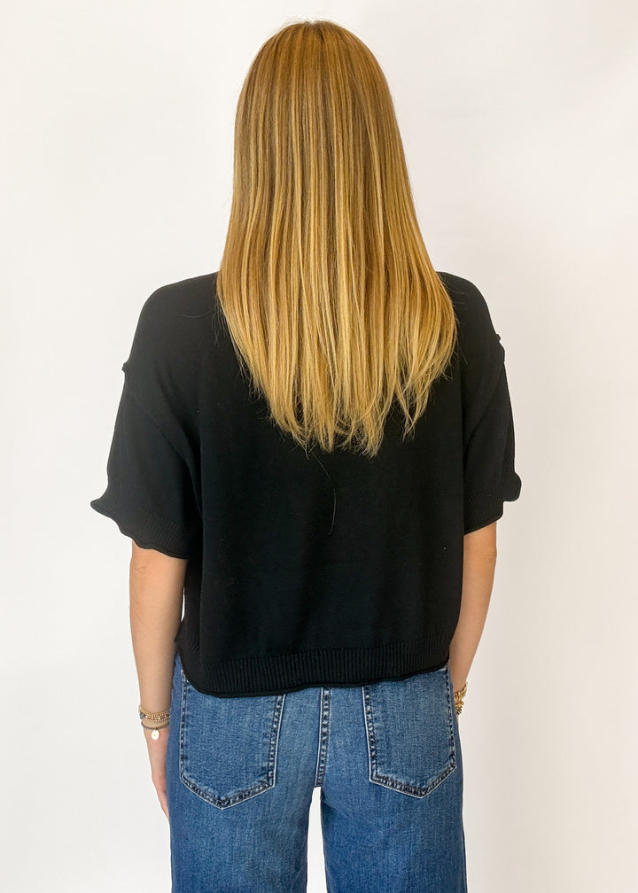 Jenna Short Sleeve Sweater - Black