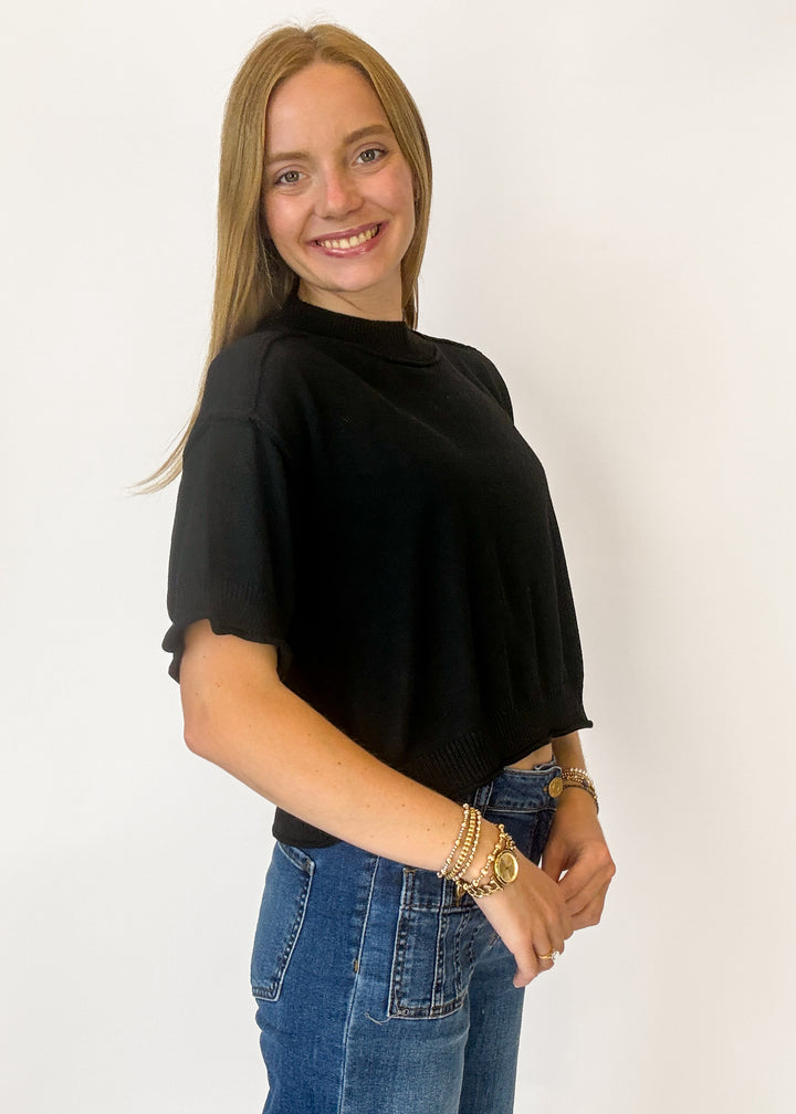 Jenna Short Sleeve Sweater - Black