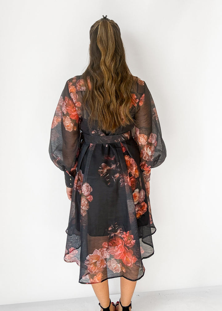 Martha Floral Sheer Midi Dress