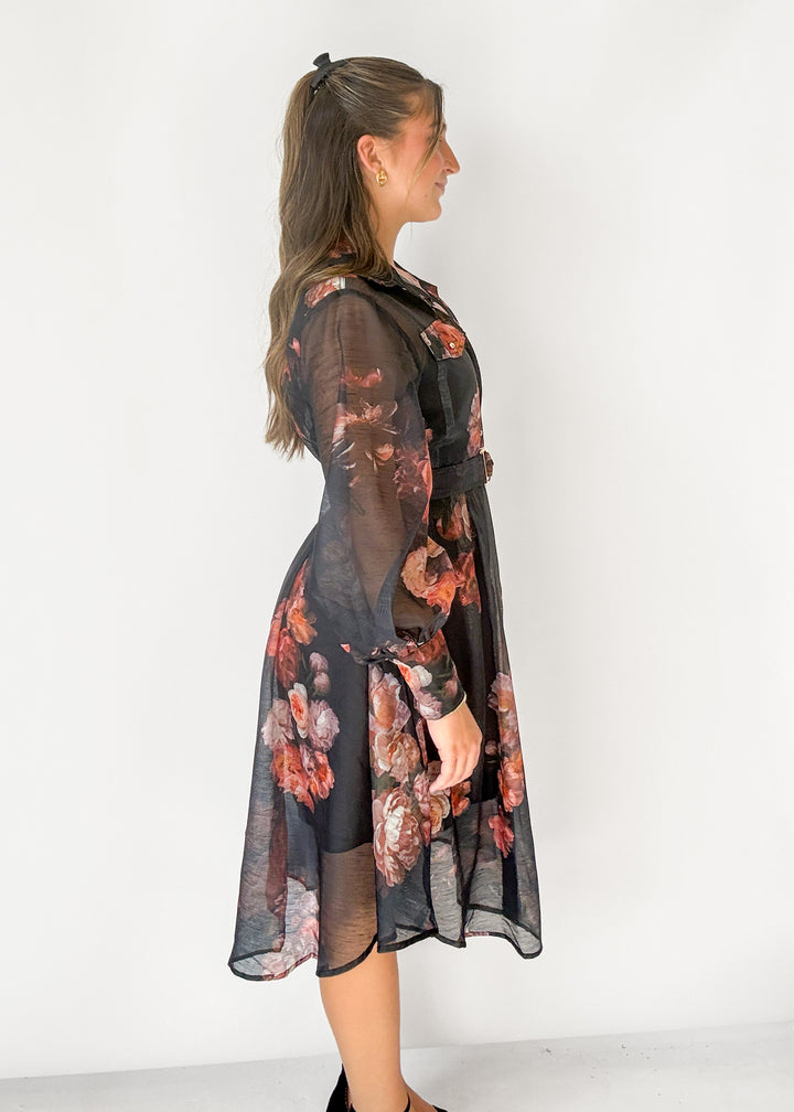 Martha Floral Sheer Midi Dress