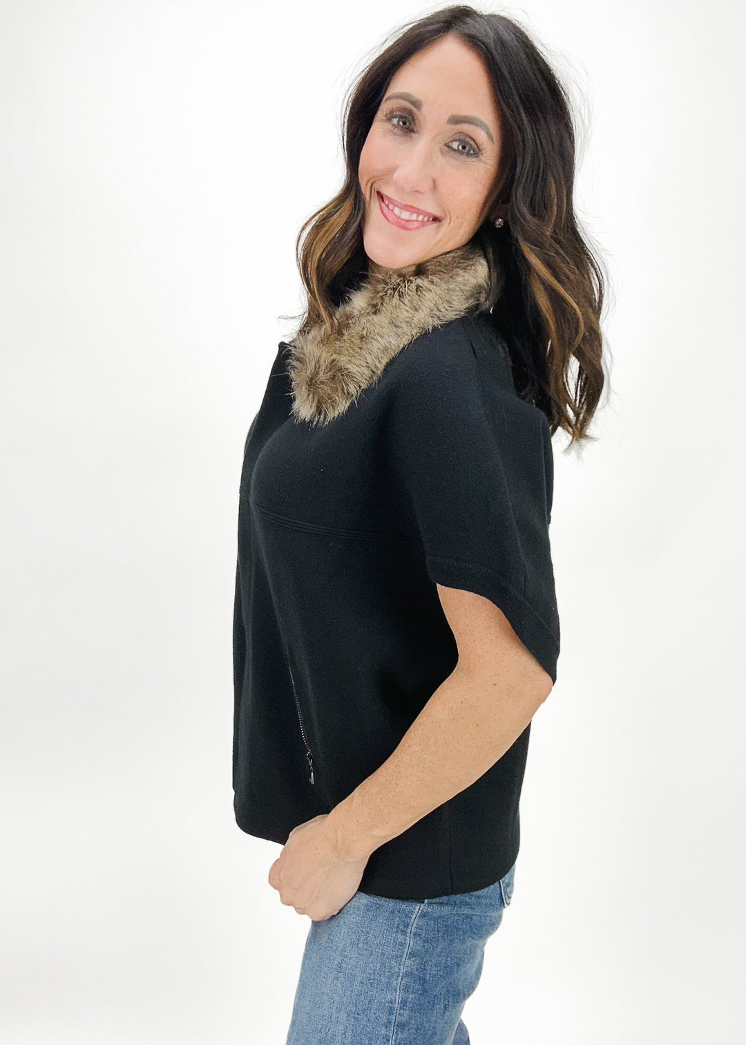 Jaylyn Faux Fur Trim Cardigan