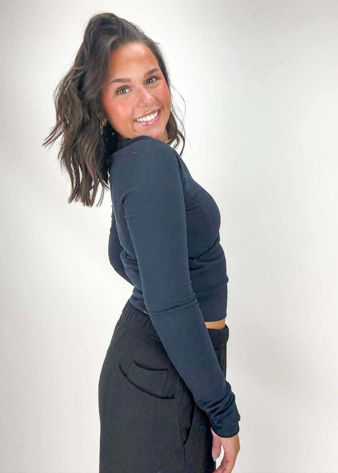 Free People Protagonist Long Sleeve Tee - Black