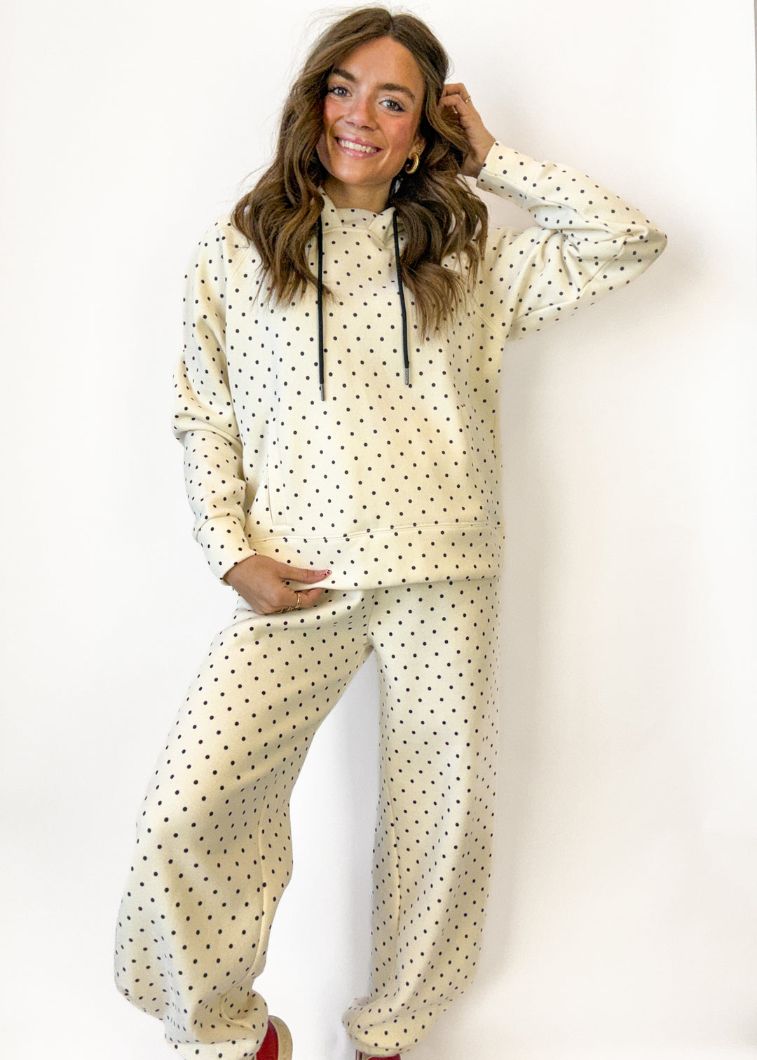 Gemma Polka Dot Sweatsuit - Ivory