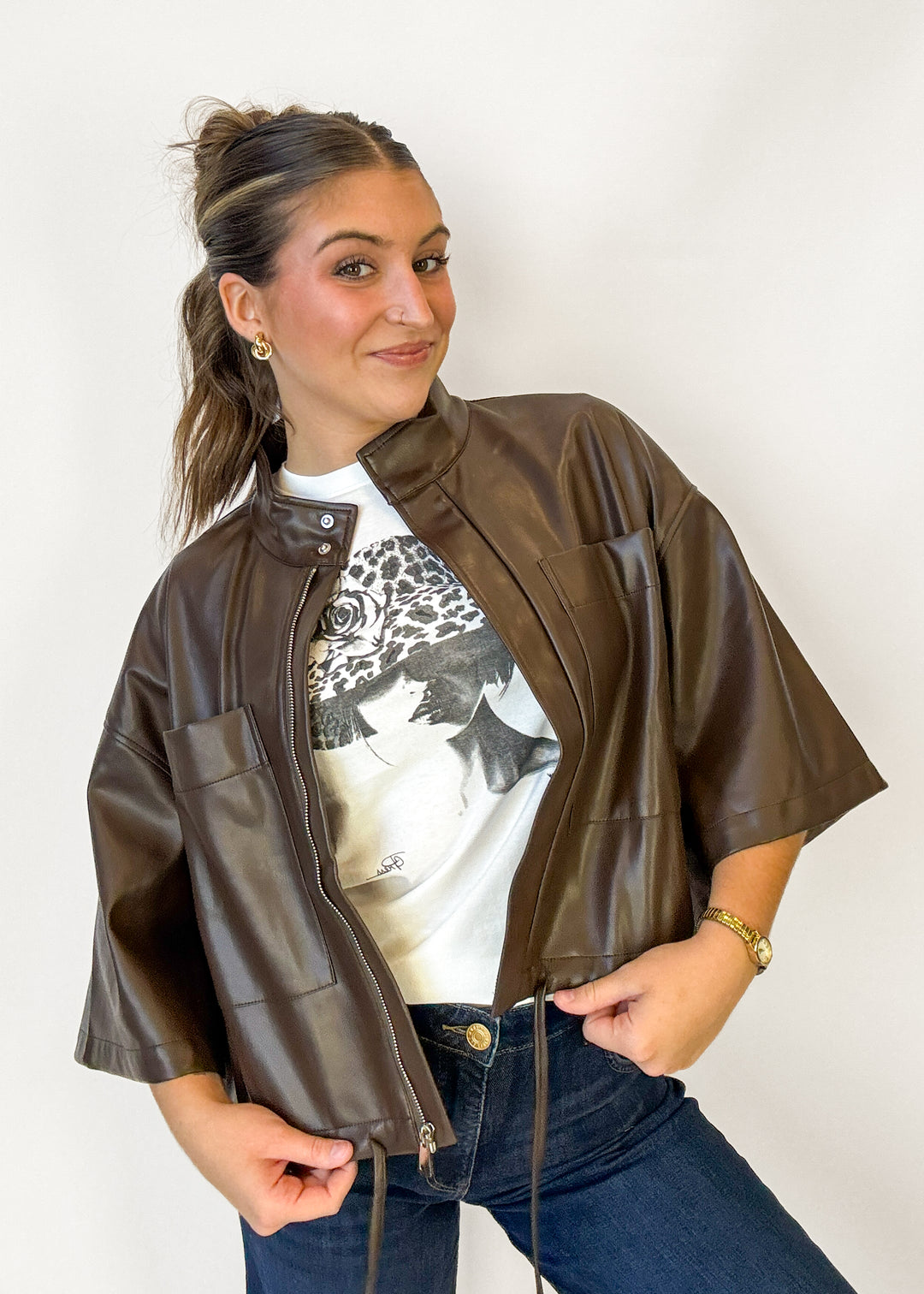 Kylie Boxy Leather Jacket