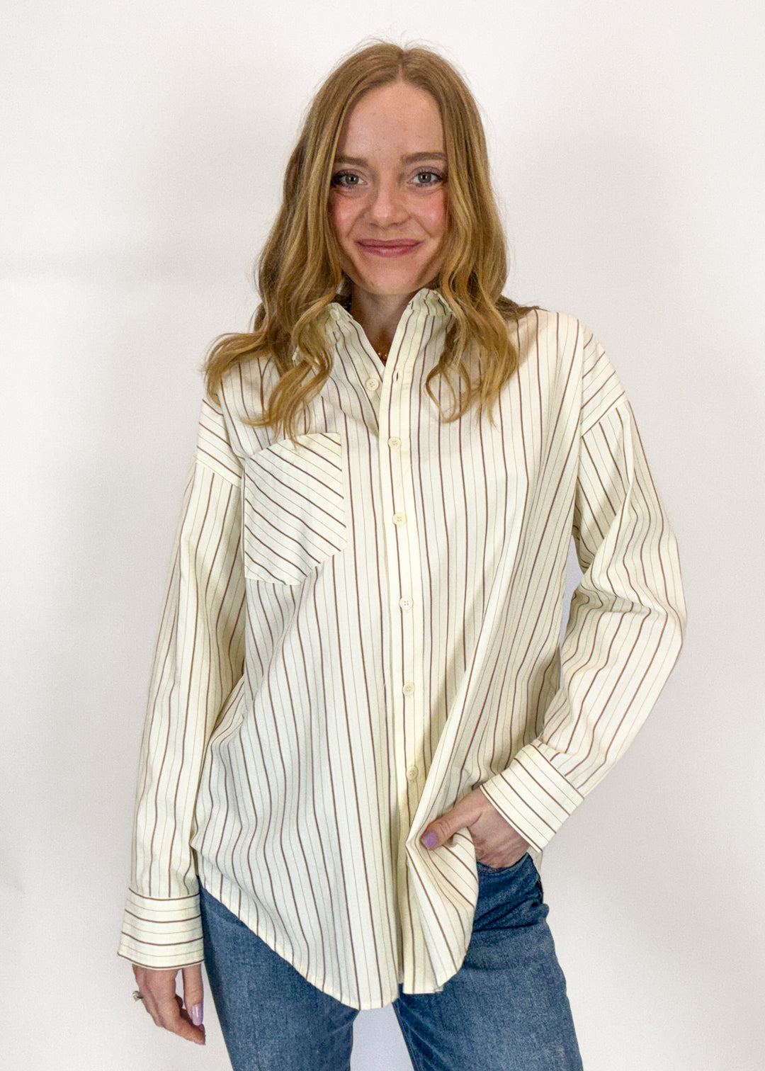 Margie Striped Button Down - Yellow