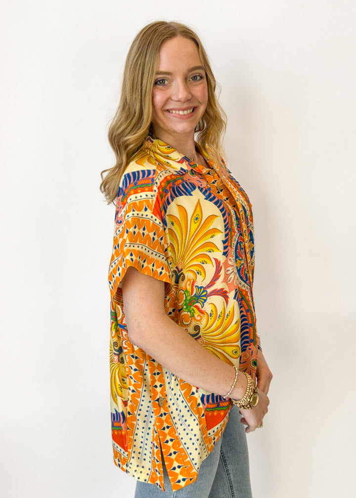 Freya Scarf Print Top