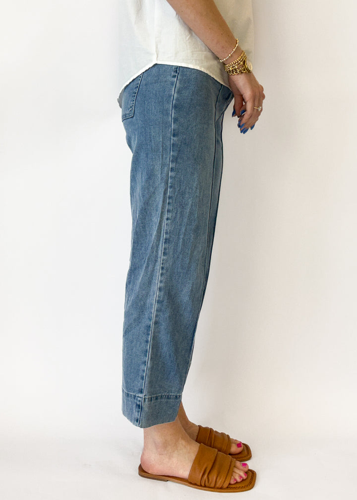 Nova Front Stitch Wide Leg Jeans