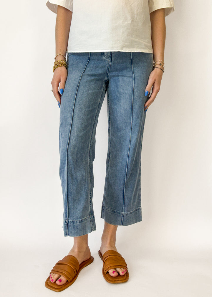 Nova Front Stitch Wide Leg Jeans