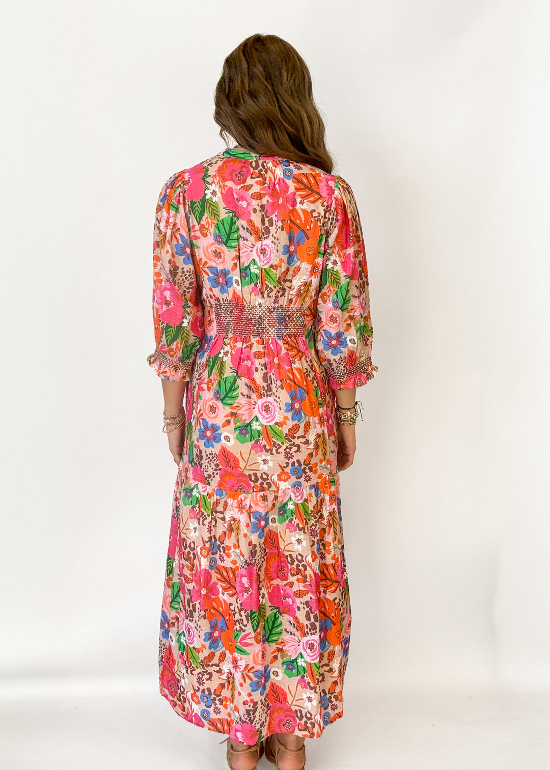 Uncle Frank Floral Smocked Tiered Maxi Dress