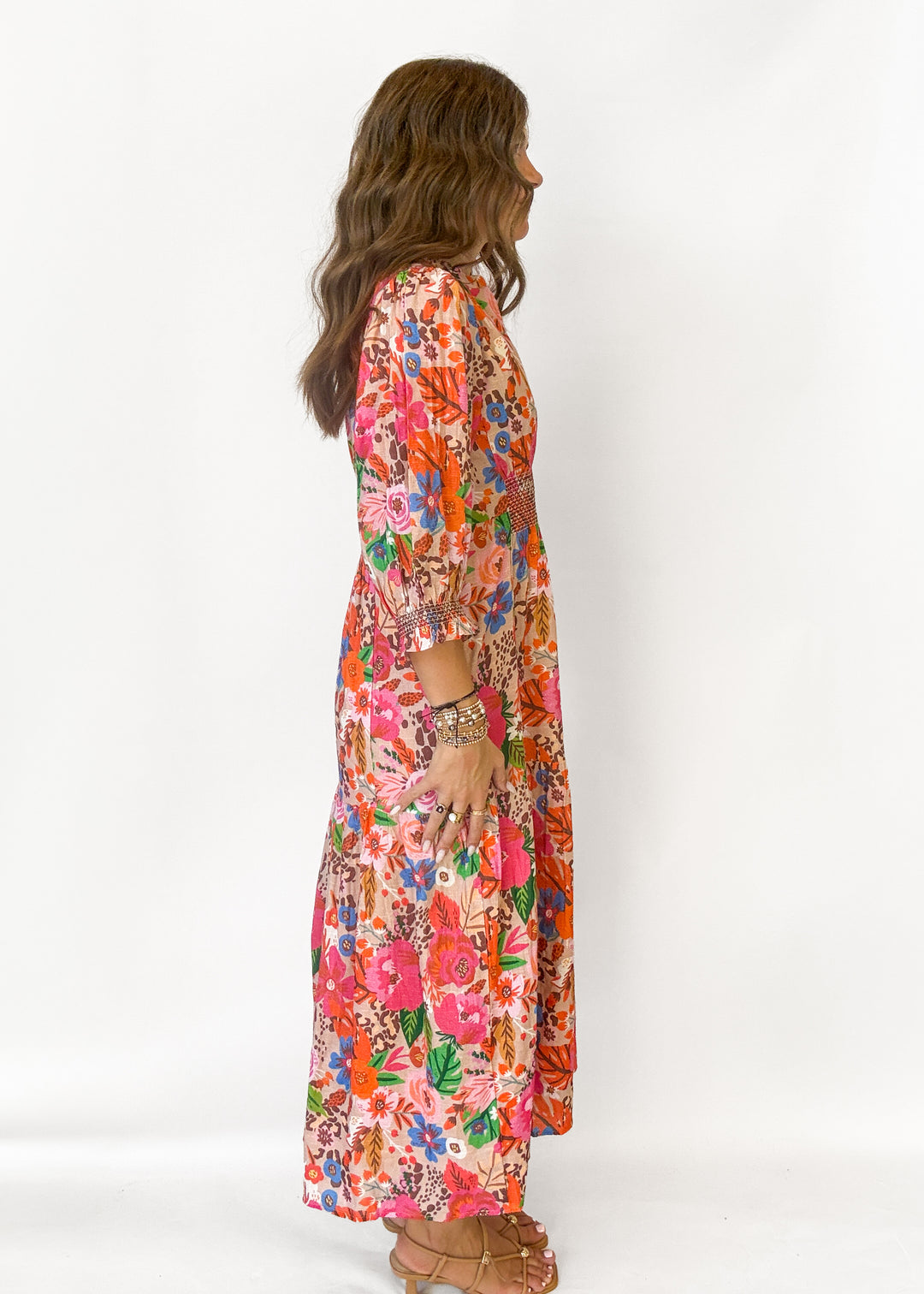 Uncle Frank Floral Smocked Tiered Maxi Dress
