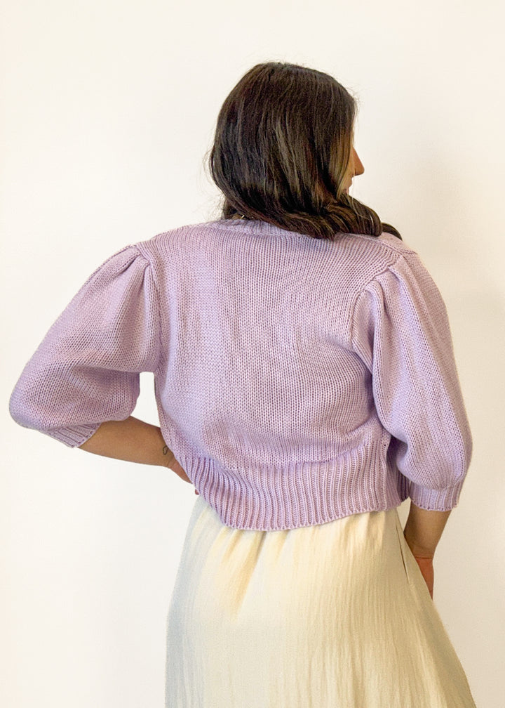 Rosie Button Down Sweater - Lavender