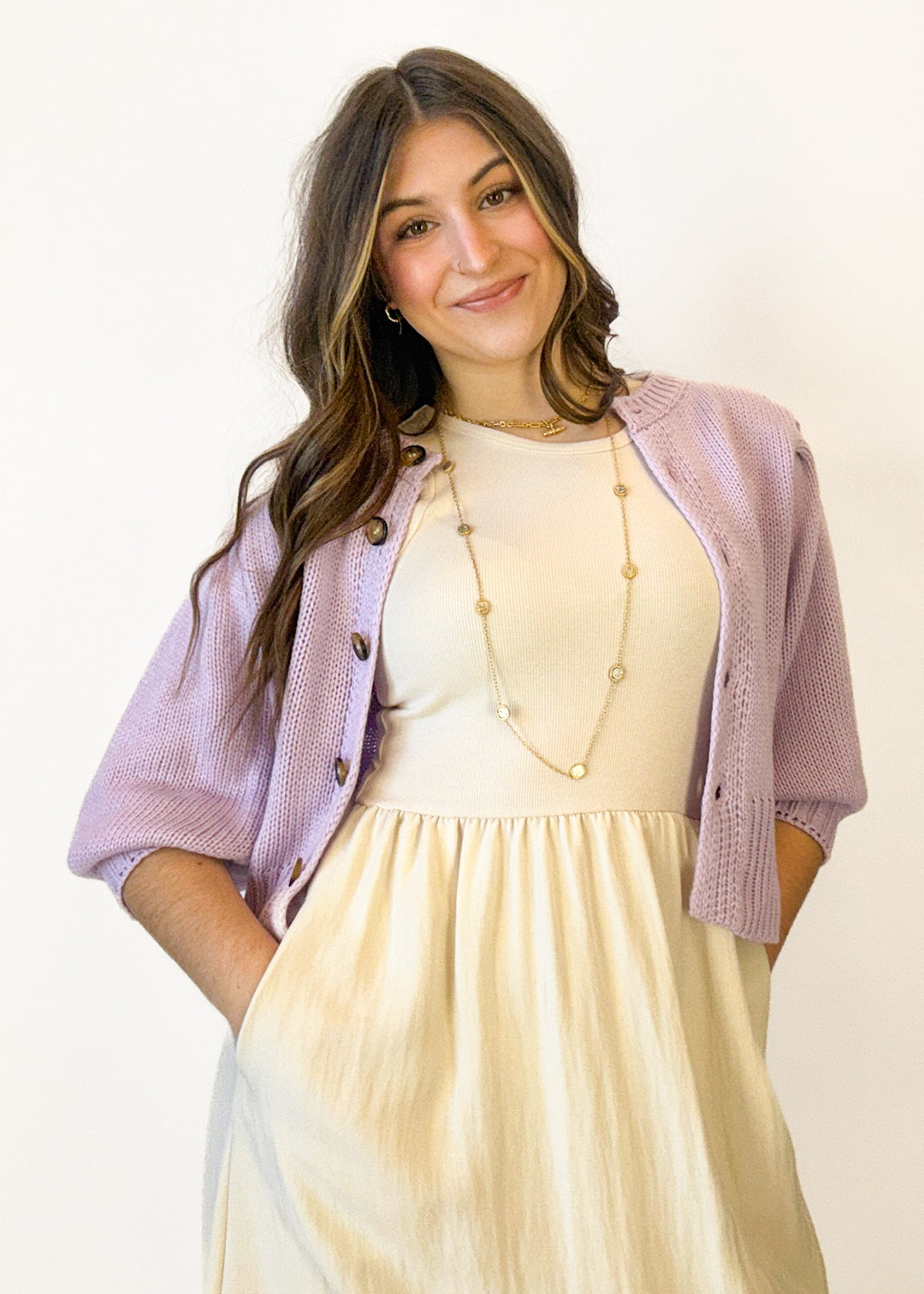 Rosie Button Down Sweater - Lavender