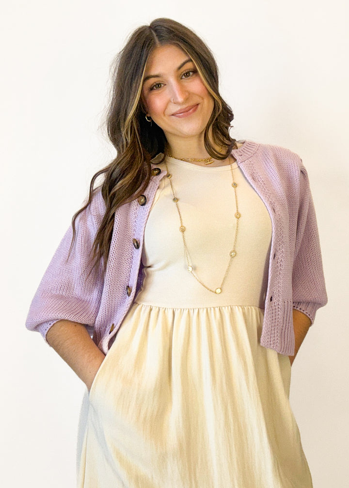 Rosie Button Down Sweater - Lavender