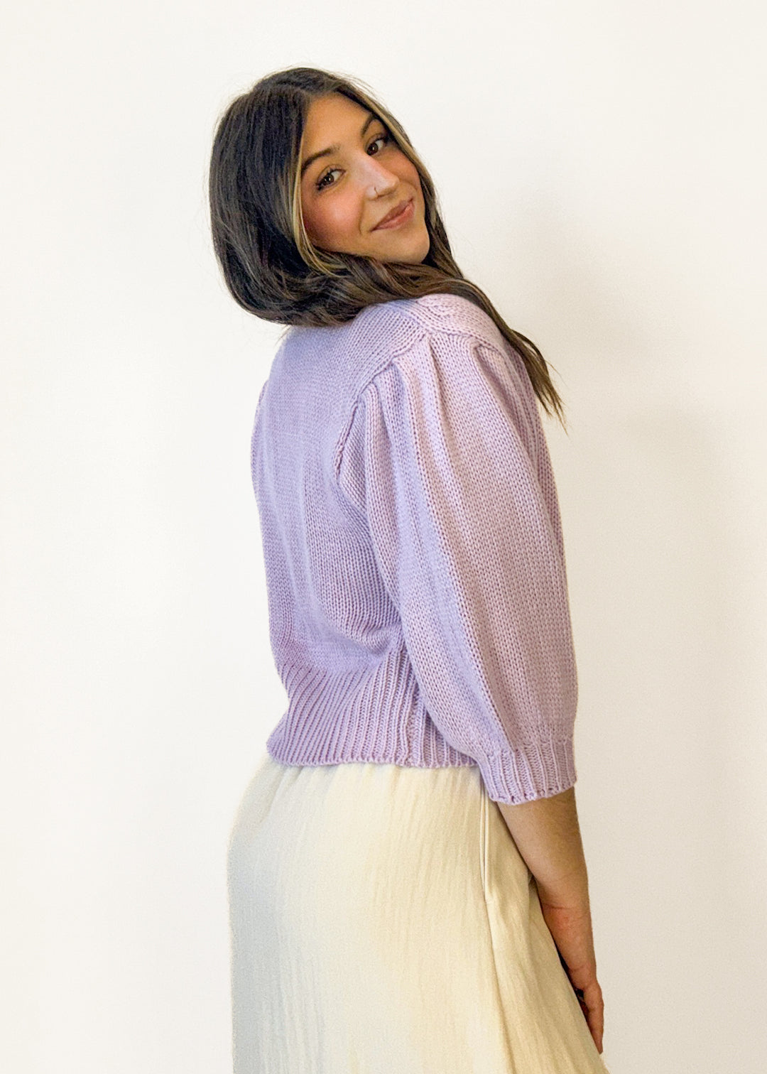 Rosie Button Down Sweater - Lavender