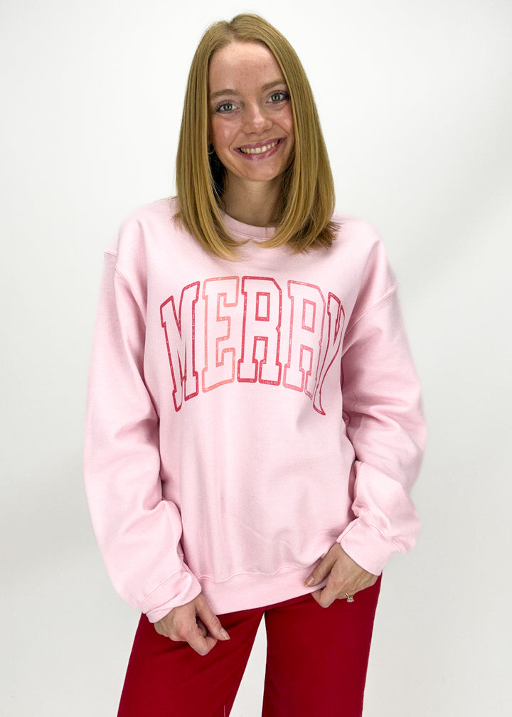 Cozy Merry Sweatshirt - Light Pink