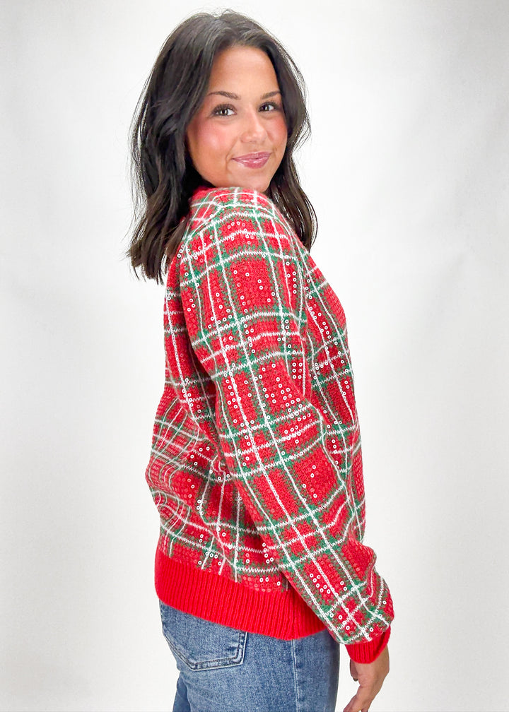 Noel Plaid Sequin Sweater