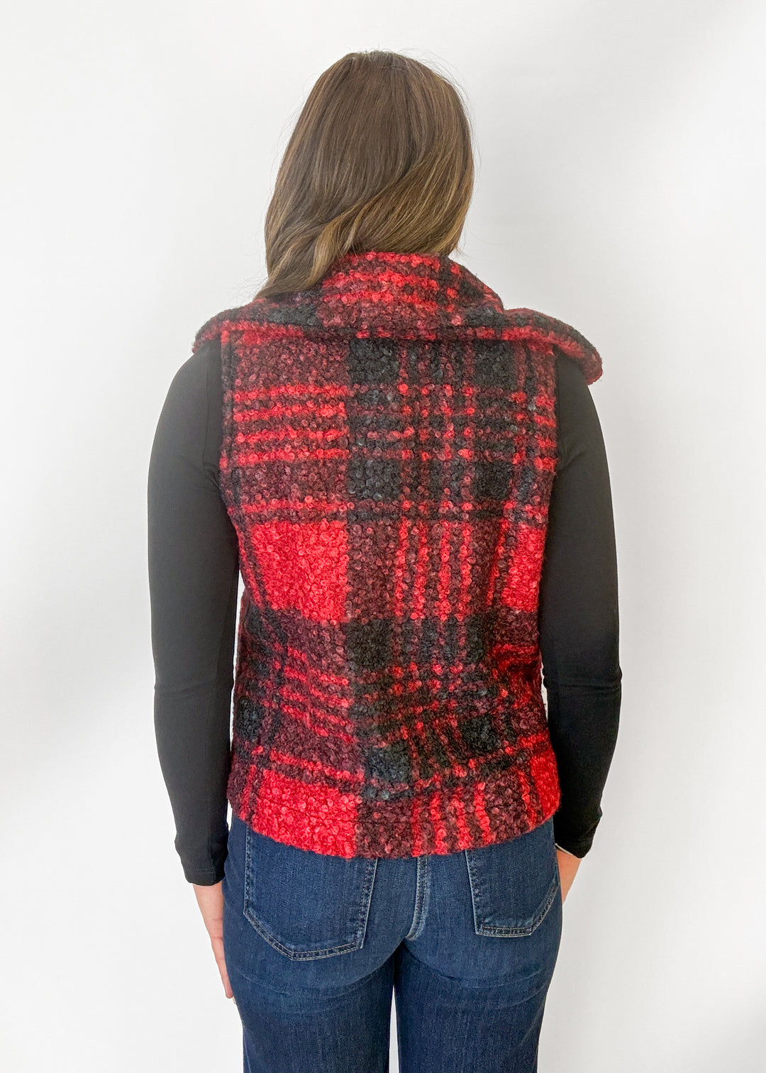 Ruby Plaid Sherpa Vest