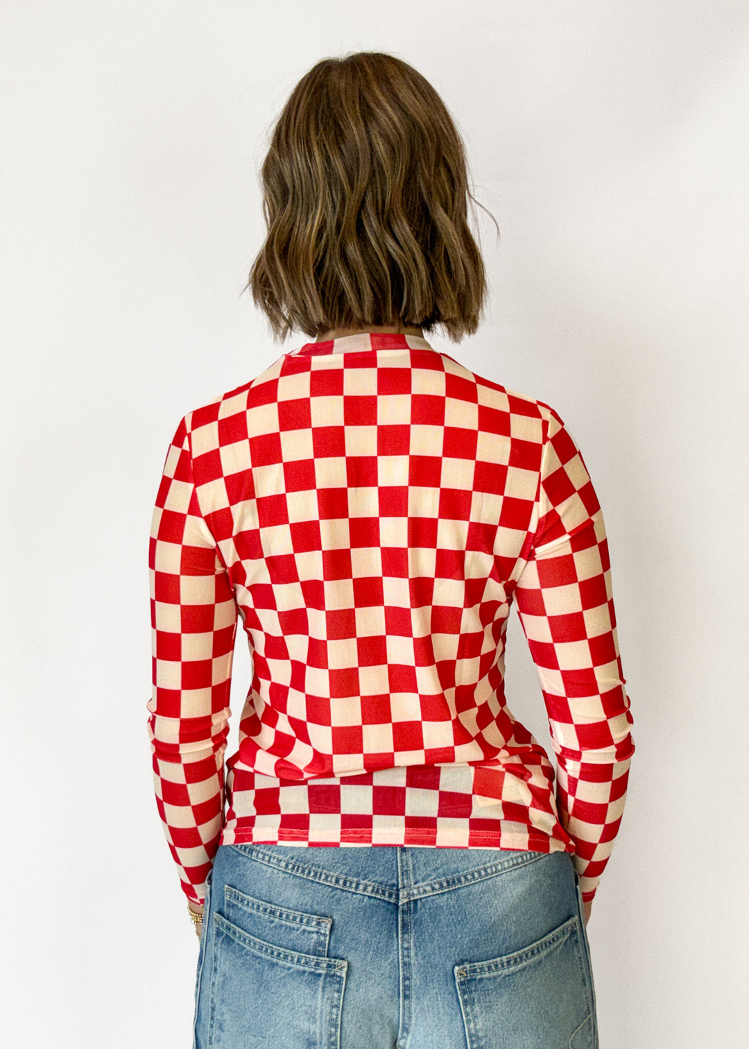 Avery Checkered Layering Top - Red