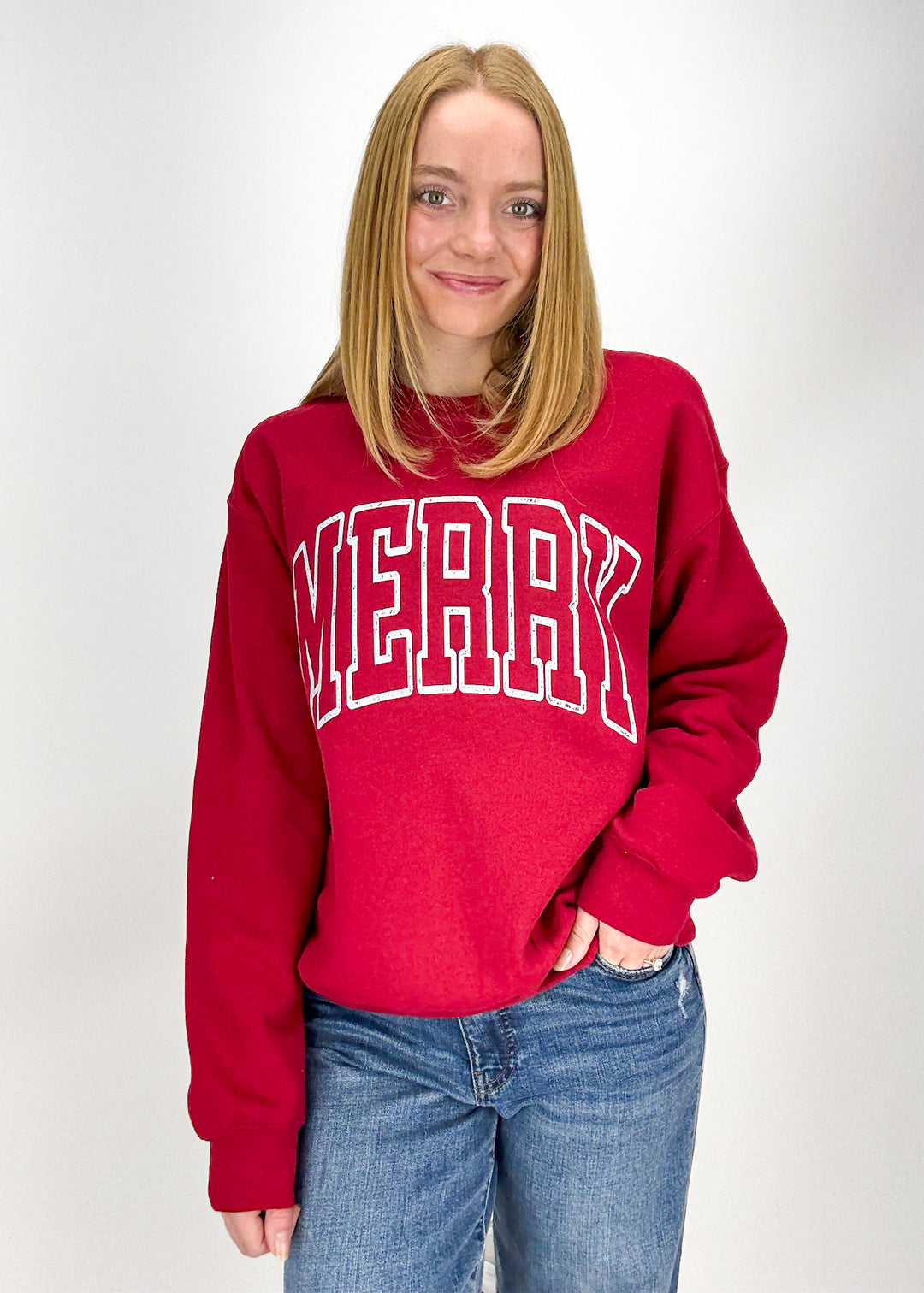 Cozy Merry Sweatshirt - Cardinal Red