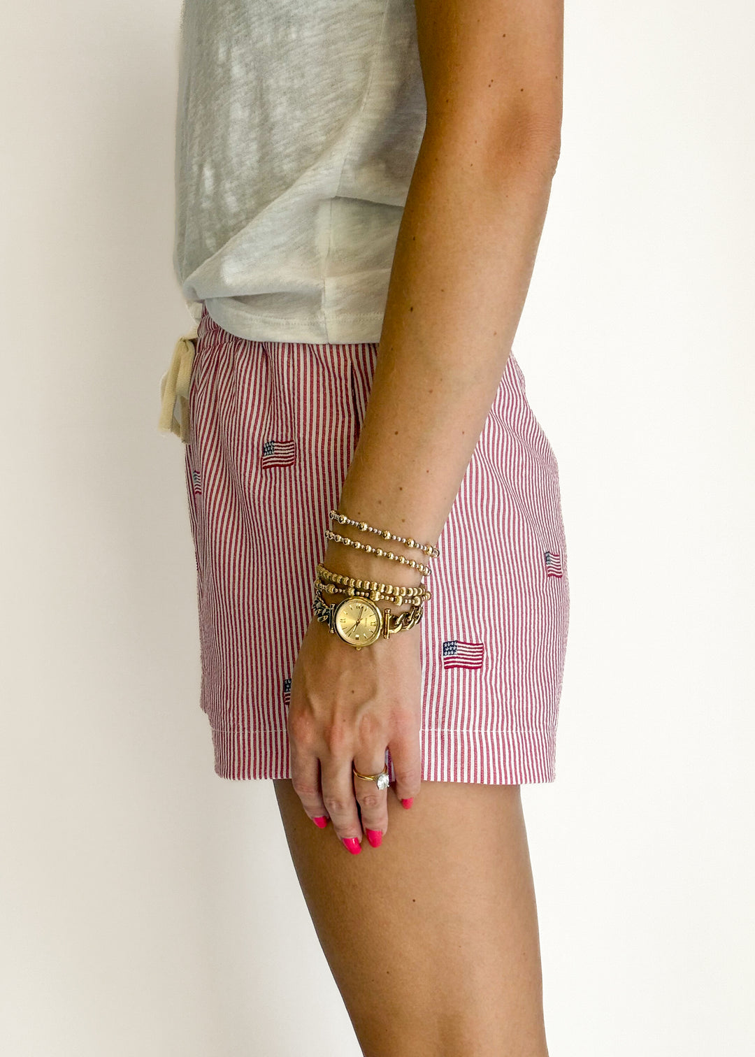 American Girl Striped Shorts - Red