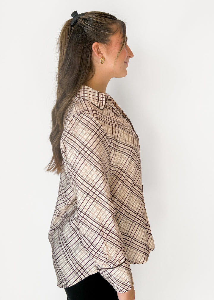 Reina Checkered Print Button Down