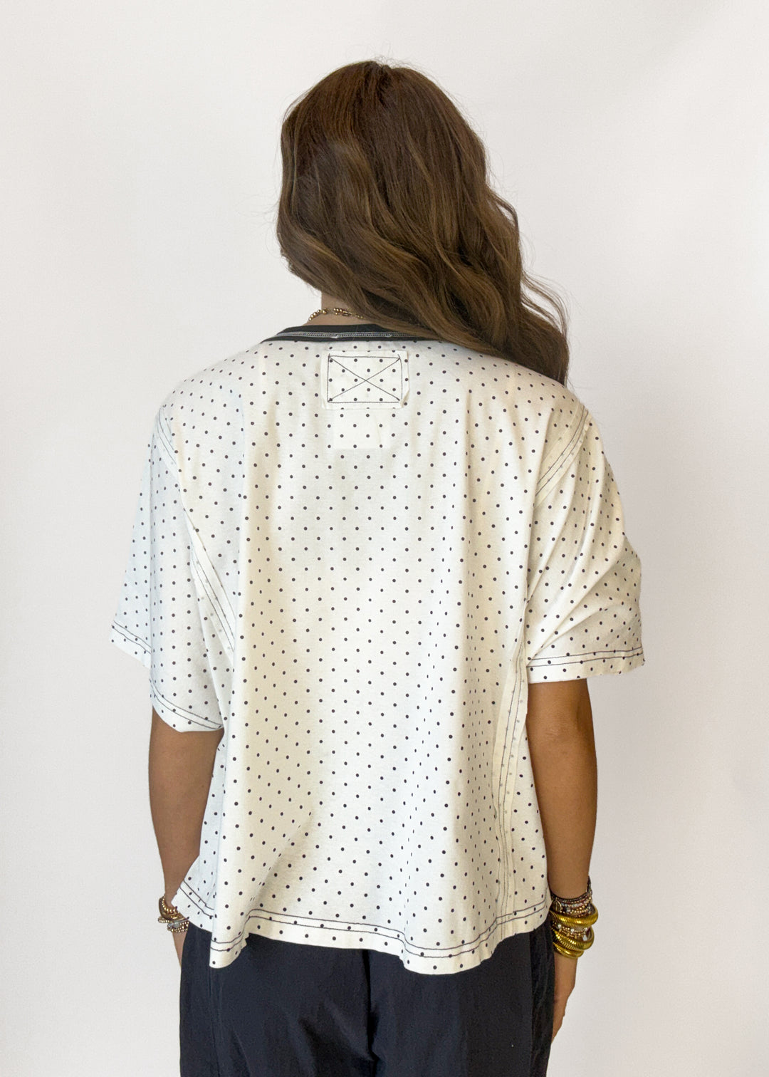 Ella Polka Dot Oversized Top - White