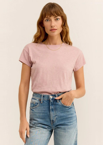 Lilac gray slub fit short sleeve tee shirt
