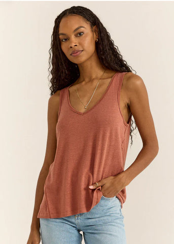 adobe clay v neck loose fit tank top