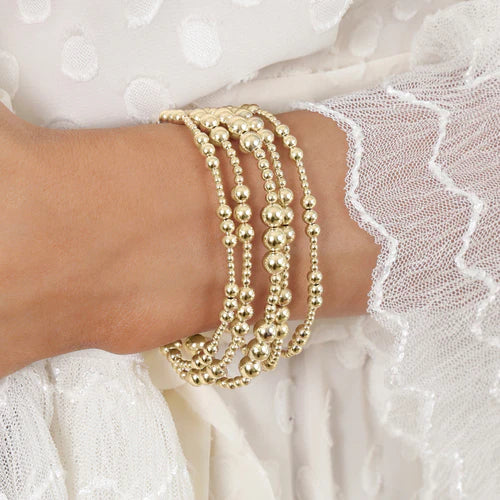Classic Joy Pattern 4mm Bead Bracelet-Gold