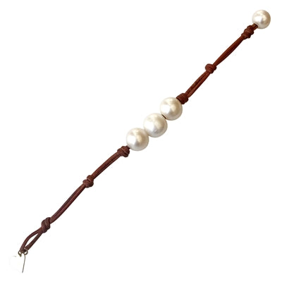 FWB 3 Pearl without Knots Bracelet-White