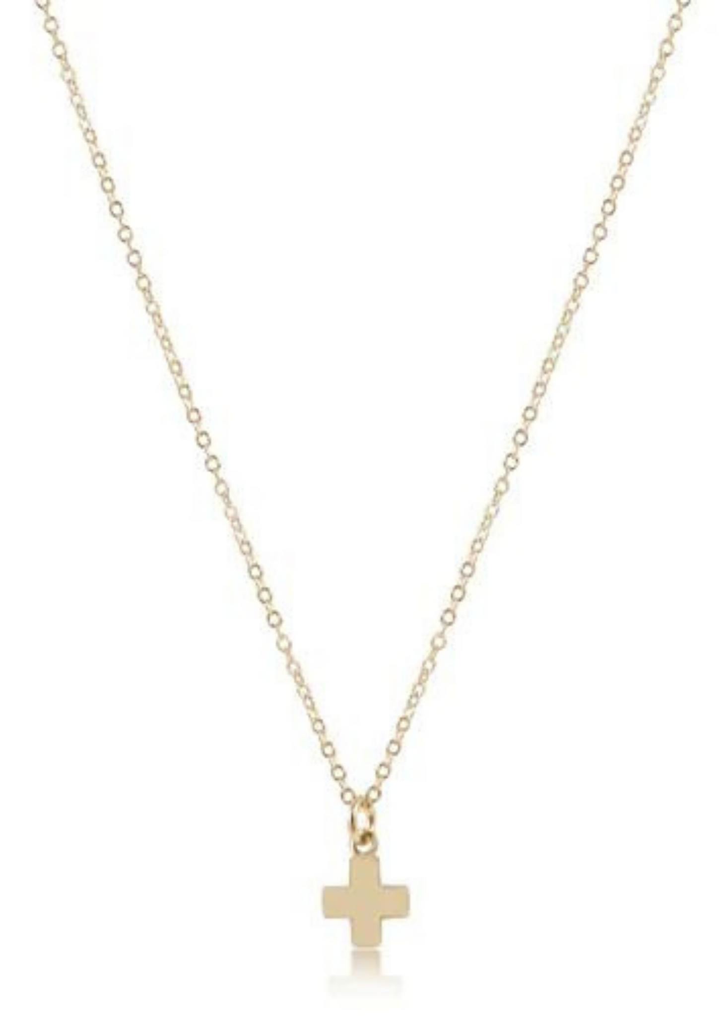 16" Necklace Gold - Signature Cross Small Gold Charm