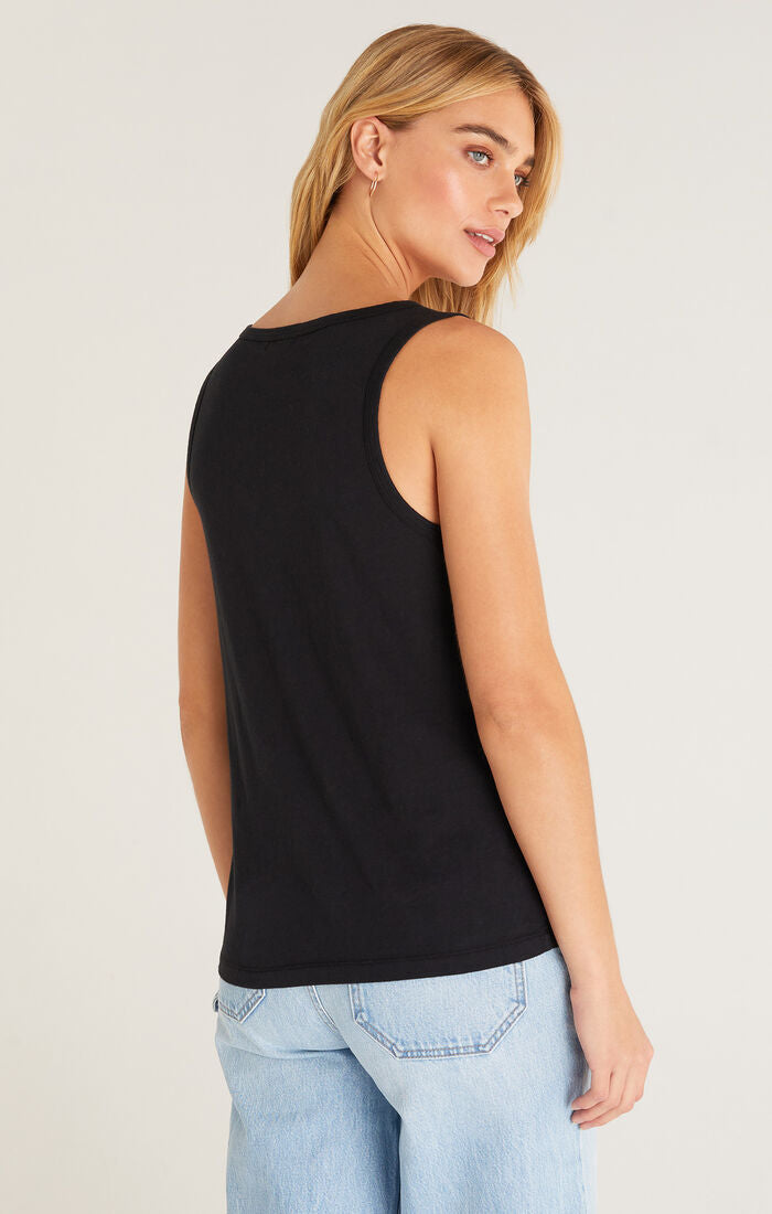 Z Supply Pia Soft V-Neck Tank-Black