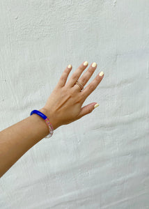 The Mini Leni Acrylic Bracelet in Clear Splatter/Blue
