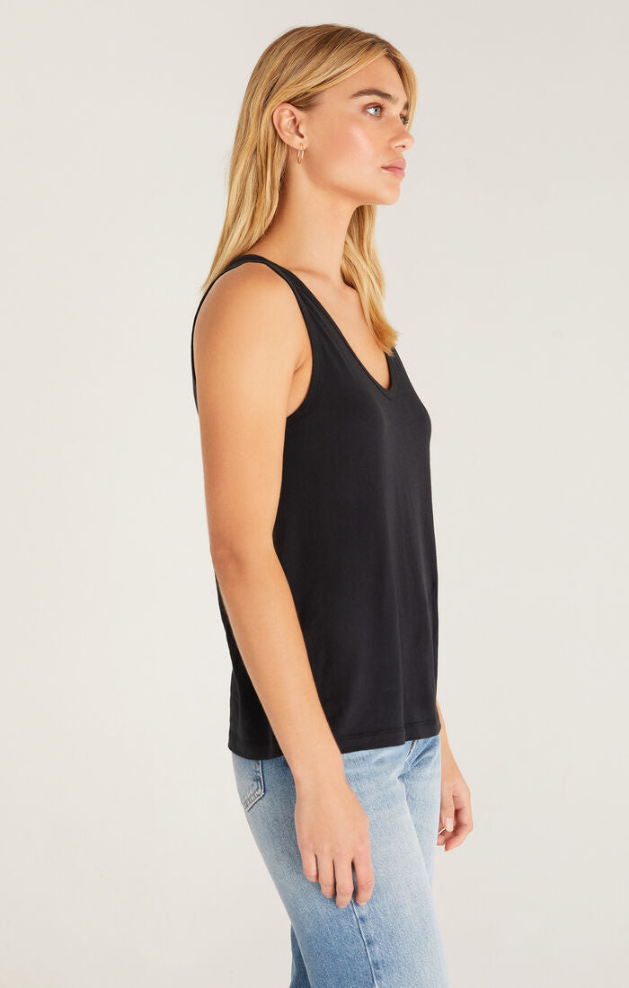 Z Supply Pia Soft V-Neck Tank-Black